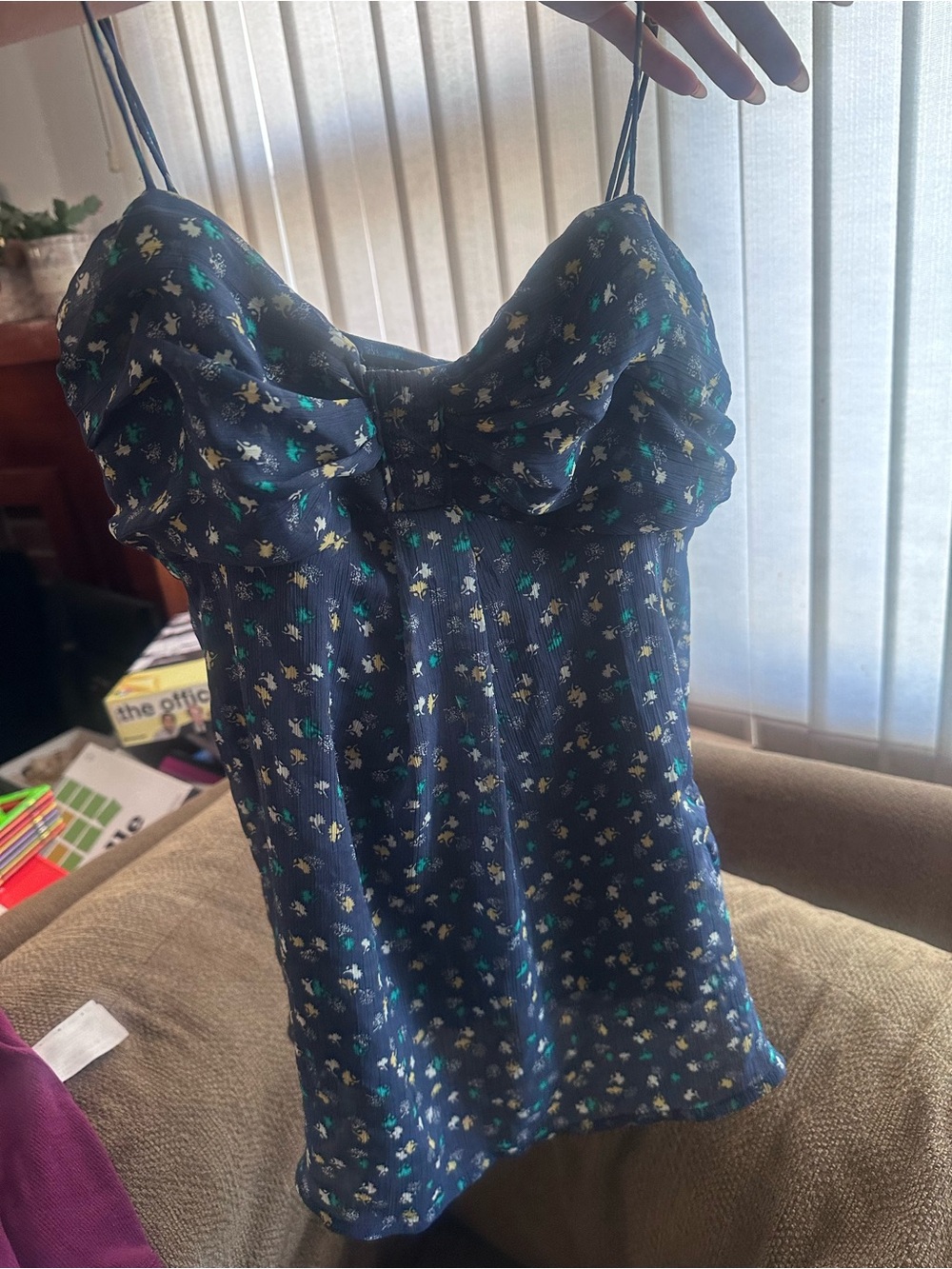 VINTAGE American Eagle Outfitters Navy Floral babydoll Top